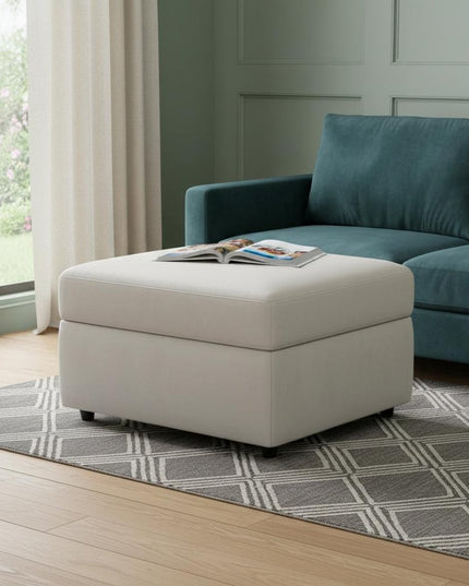 30" Blue and Black Velvet Storage Ottoman