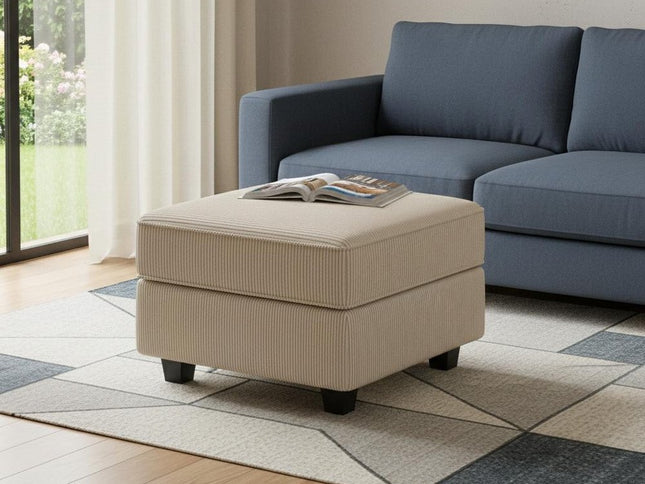 26" Teal Blue and Black Solid Wood and Microfiber Storage Ottoman