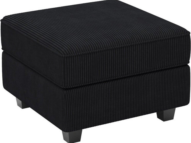 26" Teal Blue and Black Solid Wood and Microfiber Storage Ottoman