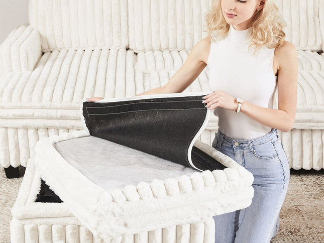 30" Brown and Black Faux Fur Storage Ottoman