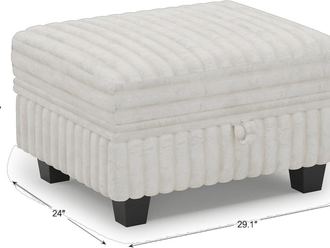30" Brown and Black Faux Fur Storage Ottoman