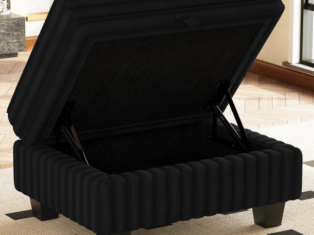 30" Brown and Black Faux Fur Storage Ottoman