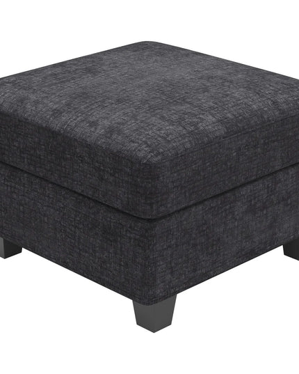 26" Gray and Black Chenille Storage Ottoman