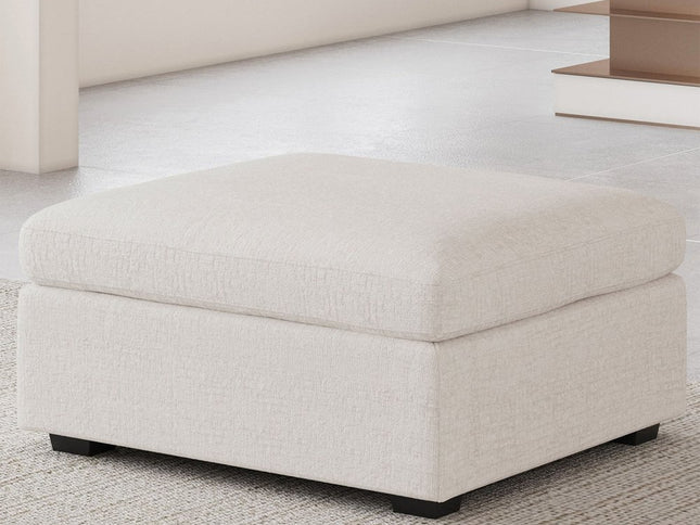 30" Beige and Black Chenille Storage Ottoman