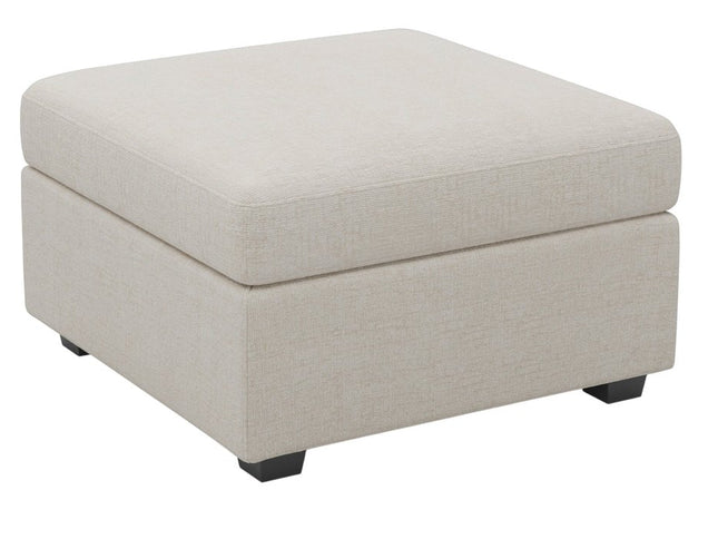30" Beige and Black Chenille Storage Ottoman