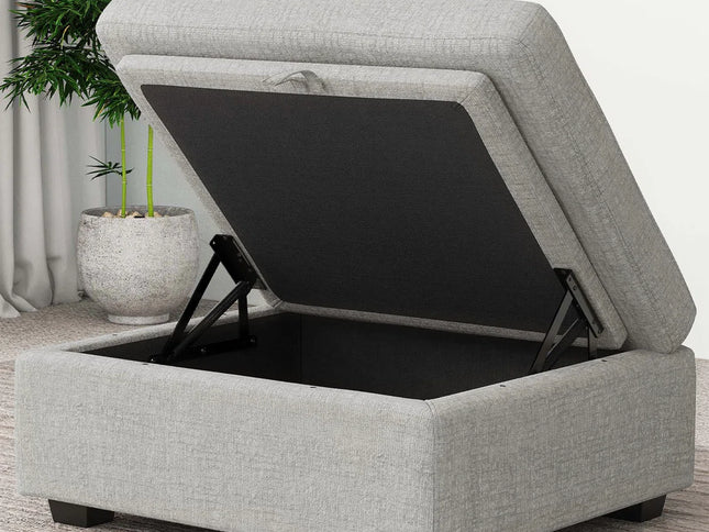 30" Black Corduroy Storage Ottoman