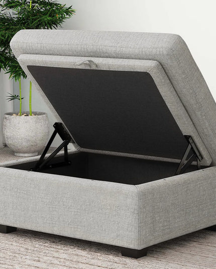 30" Gray and Black Chenille Storage Ottoman