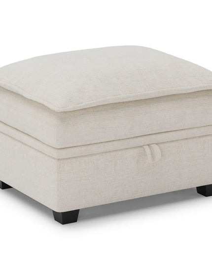 30" Beige and Black Chenille Storage Ottoman