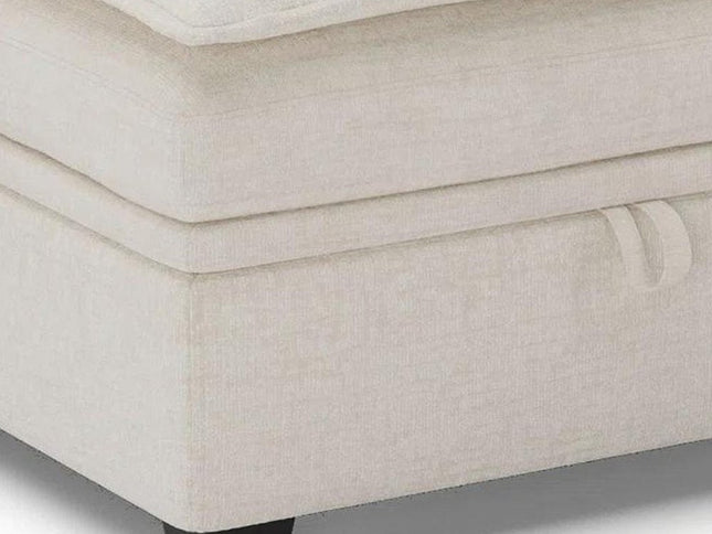 30" Beige and Black Chenille Storage Ottoman