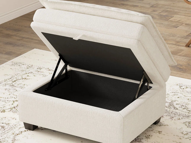 30" Gray and Black Chenille Storage Ottoman