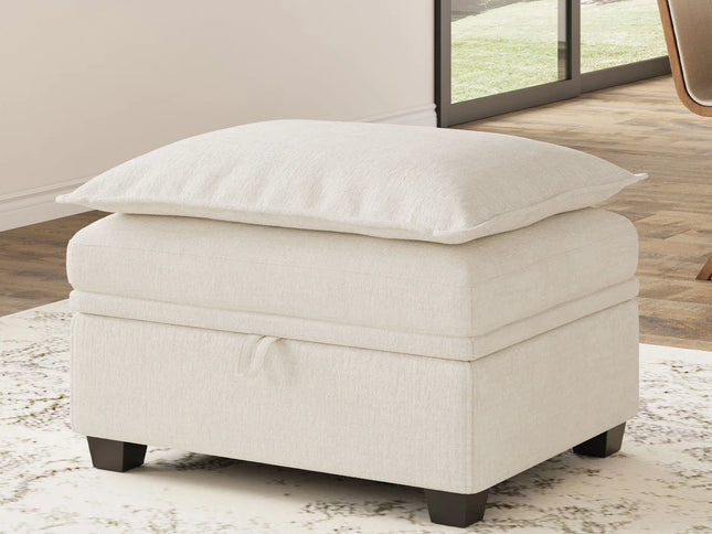 30" Gray and Black Chenille Storage Ottoman