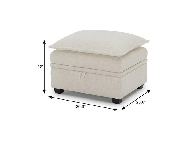 30" Gray and Black Chenille Storage Ottoman