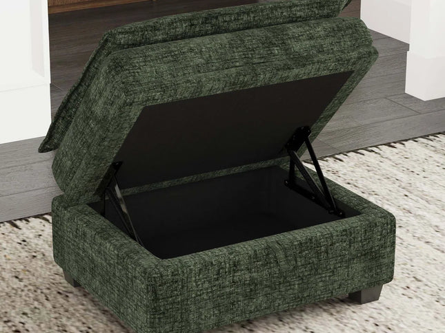 30" Gray and Black Chenille Storage Ottoman