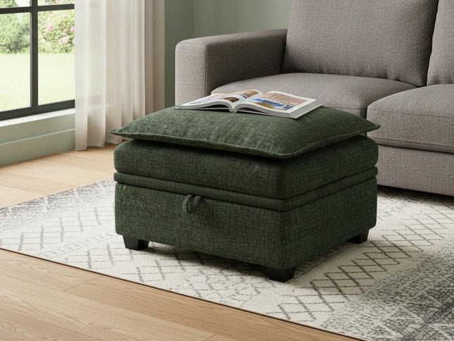 30" Gray and Black Chenille Storage Ottoman