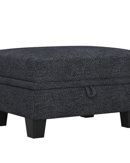 29" Gray and Black Chenille Storage Ottoman