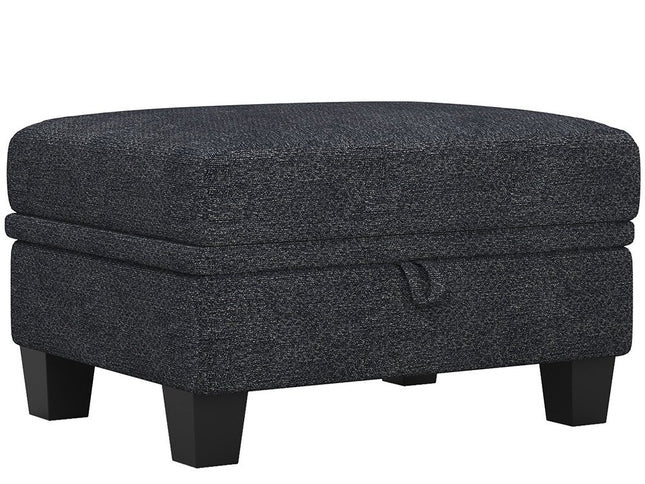 29" Gray and Black Chenille Storage Ottoman