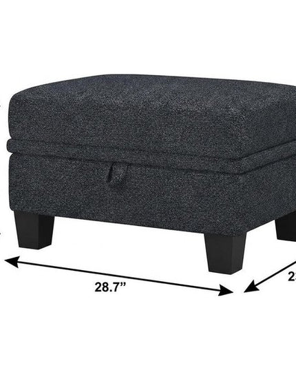 29" Gray and Black Chenille Storage Ottoman