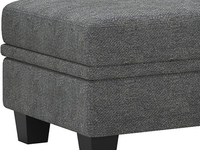 46" Light Gray and Black Chenille Storage Ottoman