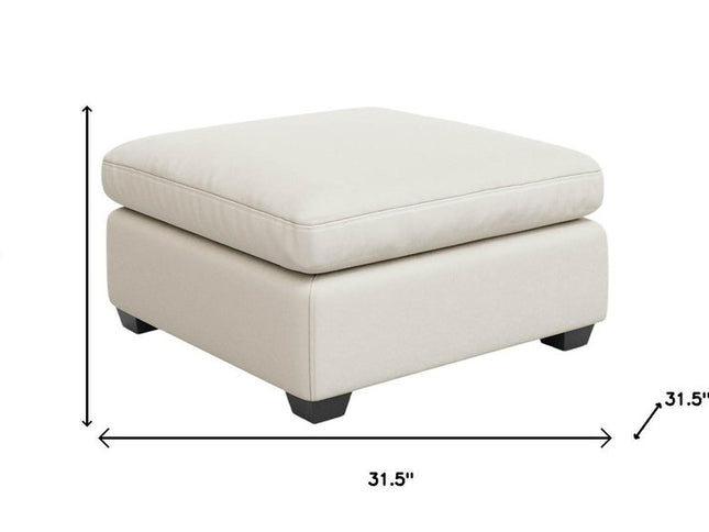 32" Beige and Black Velvet Footstool