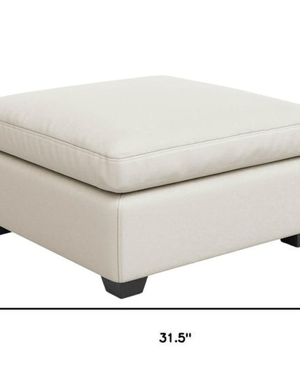 32" Beige and Black Velvet Footstool