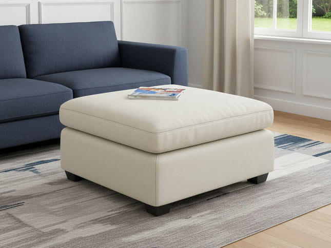 32" Beige and Black Velvet Footstool