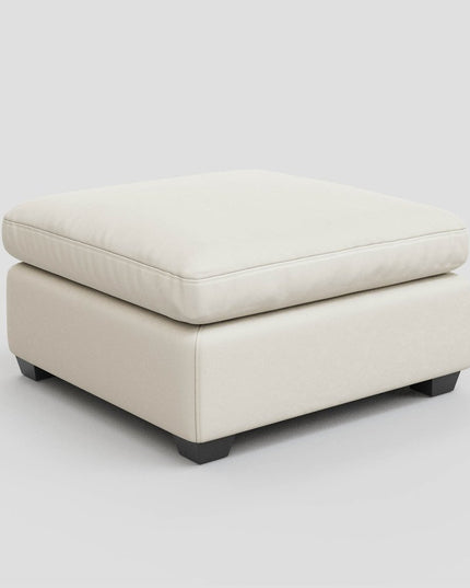 32" Beige and Black Velvet Footstool