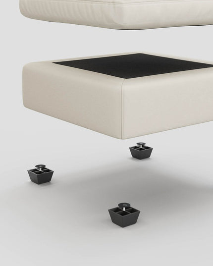 32" Beige and Black Velvet Footstool