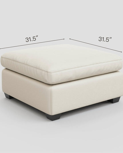 32" Beige and Black Velvet Footstool