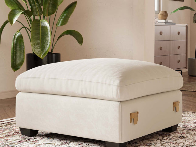 32" Black Corduroy Ottoman