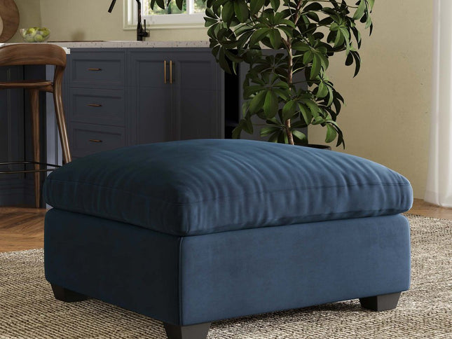 32" Beige and Black Velvet Footstool