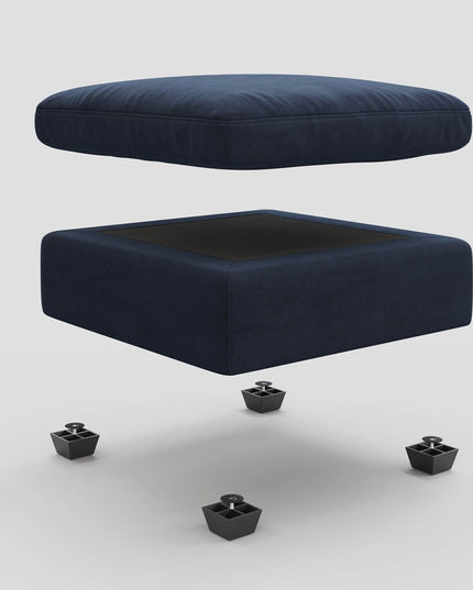 32" Beige and Black Velvet Footstool