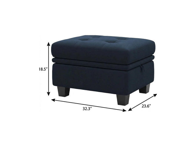 32" Beige and Black Velvet Tufted Storage Ottoman