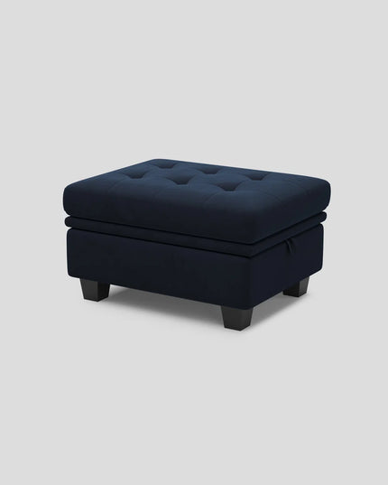 32" Green and Black Velvet Tufted Storage Ottoman