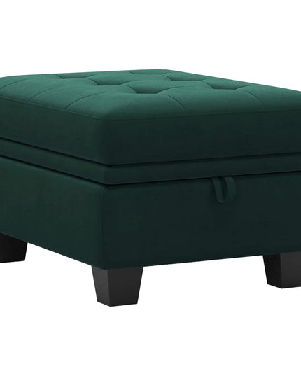 32" Green and Black Velvet Tufted Storage Ottoman