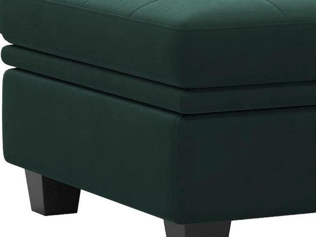 32" Blue and Black Velvet Tufted Storage Ottoman