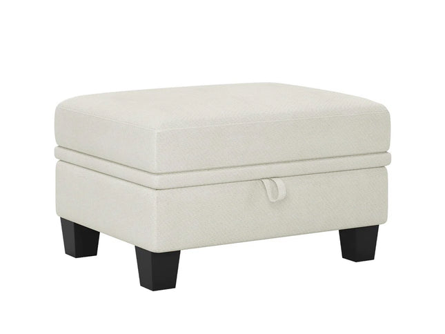 29" Light Gray and Black Chenille Storage Ottoman