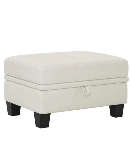 29" Gray and Black Chenille Storage Ottoman