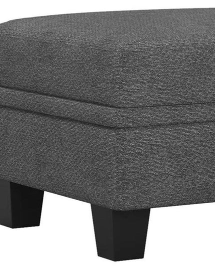 29" Gray and Black Chenille Storage Ottoman