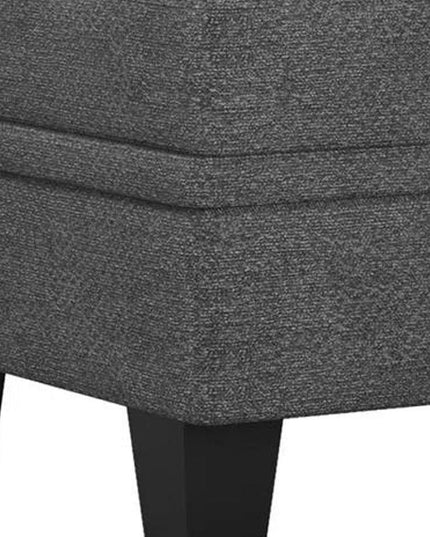 29" Gray and Black Chenille Storage Ottoman