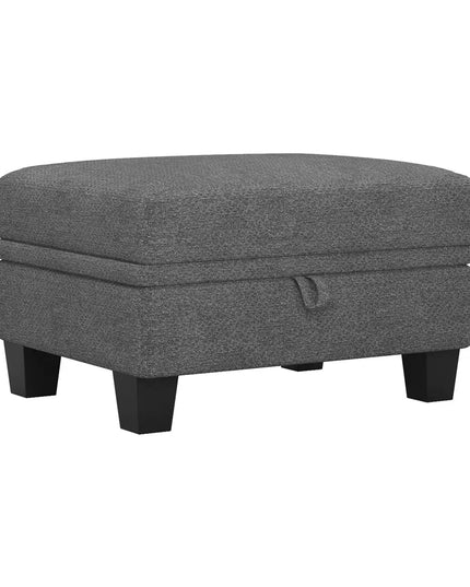 29" Gray and Black Chenille Storage Ottoman