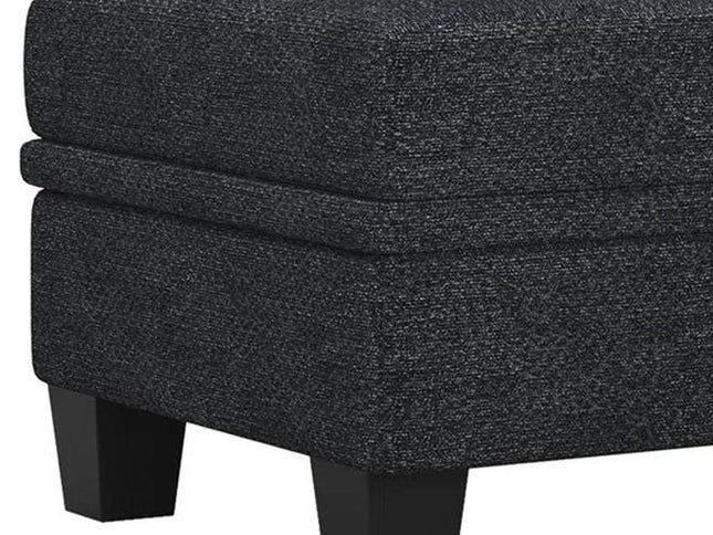 29" Gray and Black Chenille Storage Ottoman