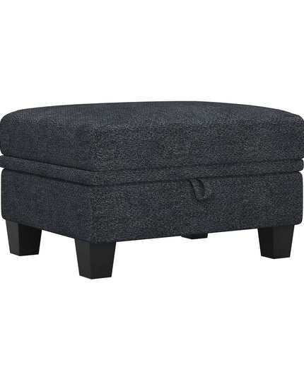 29" Gray and Black Chenille Storage Ottoman