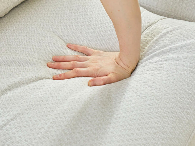 46" Beige and Black Chenille Storage Ottoman