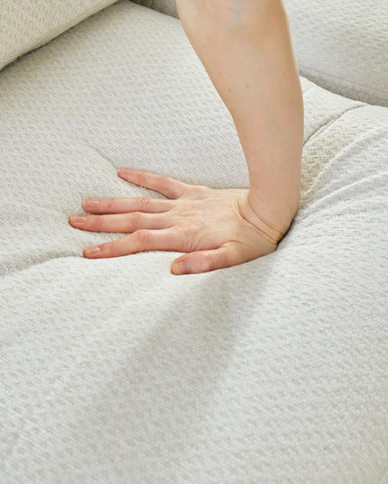 46" Beige and Black Chenille Storage Ottoman