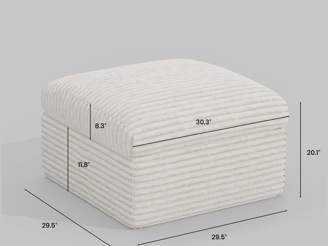 30" Black Corduroy Ottoman