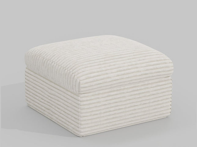 30" Beige Corduroy Footstool