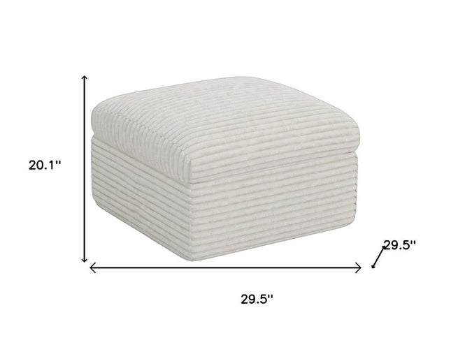 30" Beige Corduroy Footstool