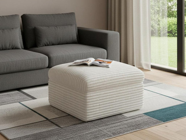 30" Black Corduroy Ottoman