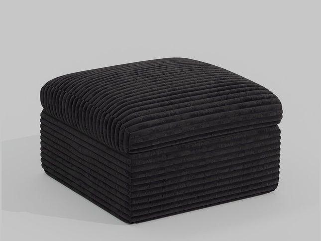 30" Black Corduroy Ottoman
