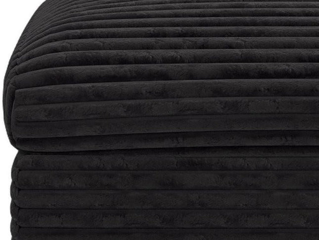 30" Black Corduroy Ottoman